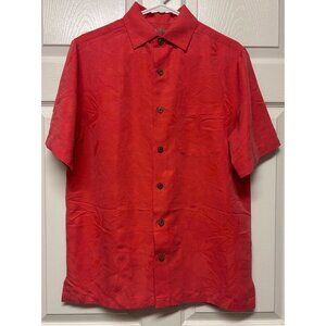 Caribbean Men's Coral Short Sleeve Jacquard Shirt Small Beach Cruise Tropical